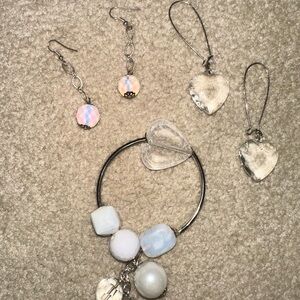 Elegant Silver and White Jewelry Set